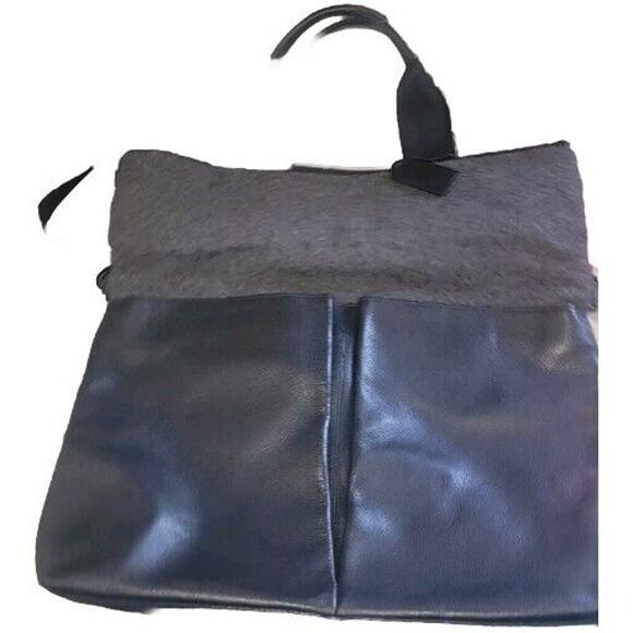 Rare Coach Leather Fold Over Tote Bag With Wool Graphite Colors (COACH F55408) - Picture 4 of 4